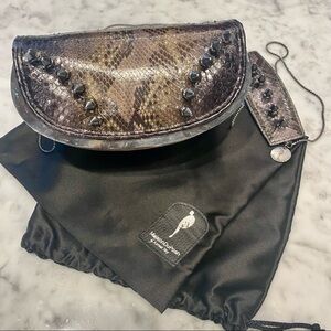 Maison Du Posh Studded Python Clutch